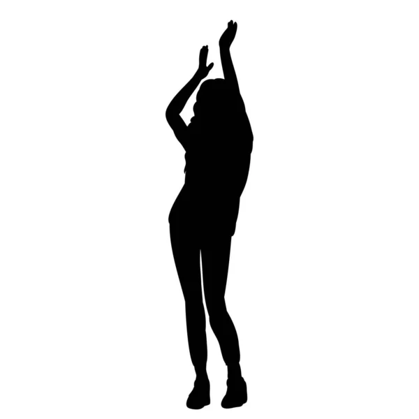 Schwarze Silhouette Eines Tanzenden Mädchens — Stockvektor