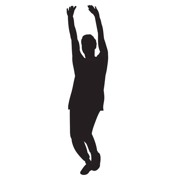 Fond Blanc Silhouette Noire Homme Dansant — Image vectorielle