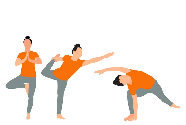 Vecteur Sur Fond Blanc Fait Yoga Girl Ensemble — Image vectorielle