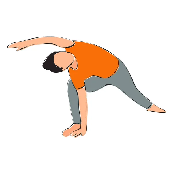 Weißer Hintergrund Mädchen Beim Yoga Kontur — Stockvektor