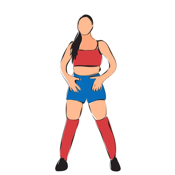 Vector Sobre Fondo Blanco Chica Bailando Silueta Colorida — Vector de stock