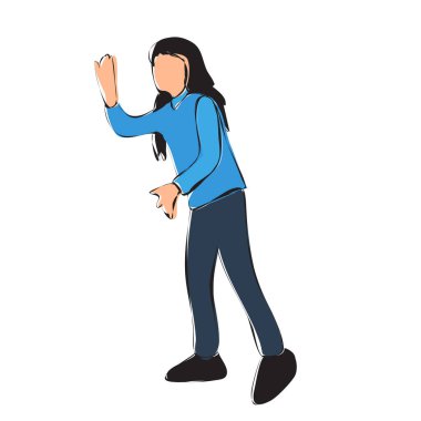  beyaz arka plan, kız dansı, renkli taslak