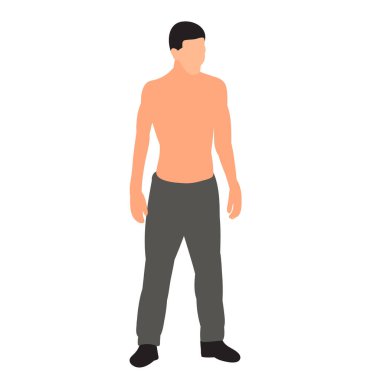 Beyaz arkaplan, düz stil, yüzü olmayan bir adam.