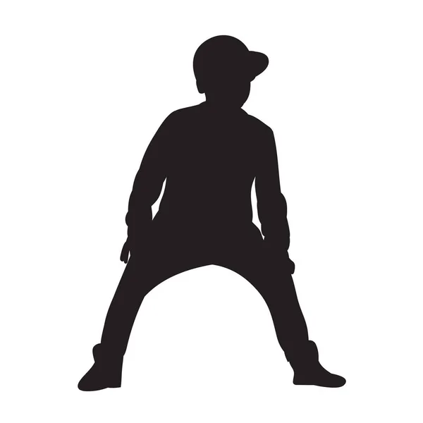 Silhouette Dancing Child Boy — Stock Vector