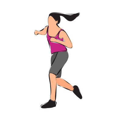 vektör, beyaz arka planda, kız dansı, kontür