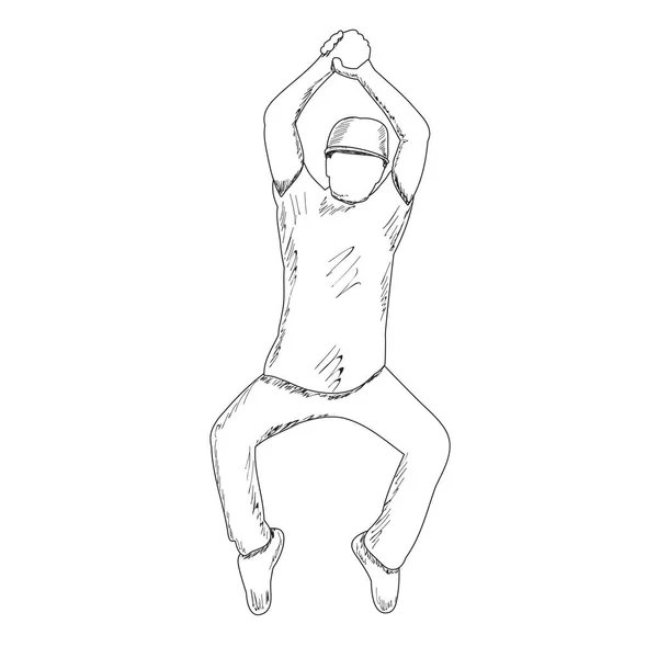 Weißer Hintergrund Freihändige Skizze Eines Tanzenden Mannes — Stockvektor