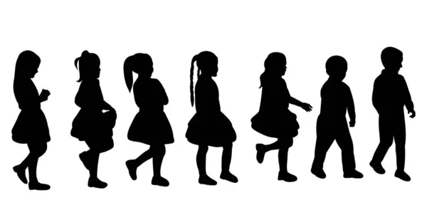 一个走起路来的女孩的黑色轮廓 — 图库矢量图片