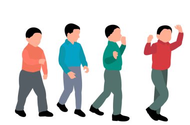 vektör, beyaz arka planda, bir grup çocuk