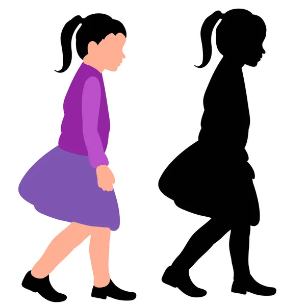 White Background Faceless Child Coming Silhouette — Stock Vector