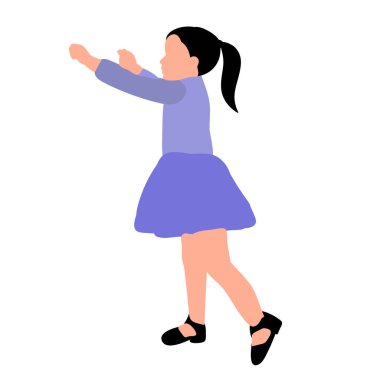 vektör, beyaz bir arka planda, yüzsüz bir çocuk silueti sevinir ve dans eder.