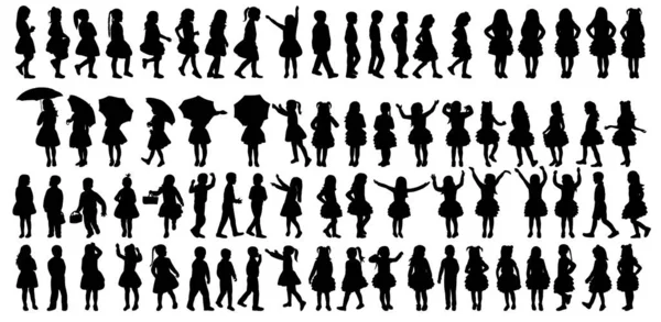 Ensemble Enfant Silhouette Noire Collection — Image vectorielle