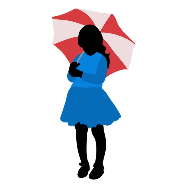 Multi Colored Silhouette Child Girl Umbrella — Stock Vector