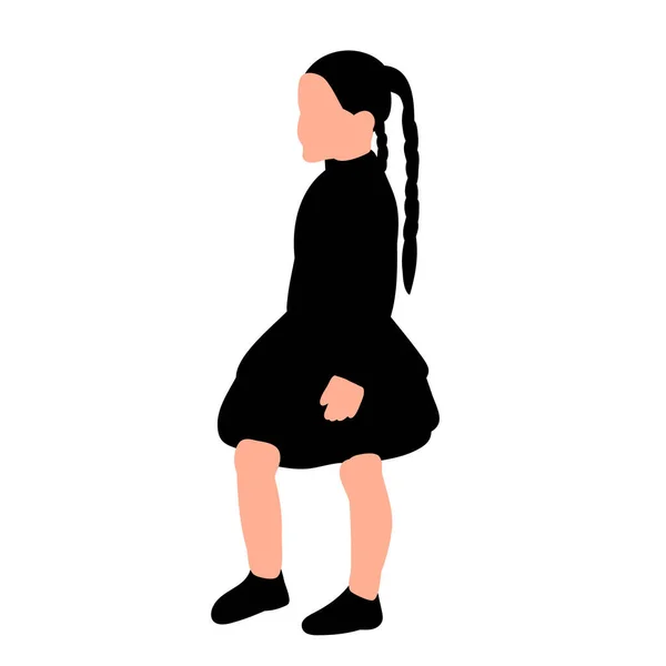 Vecteur Sur Fond Blanc Silhouette Enfant Petite Fille Marche — Image vectorielle