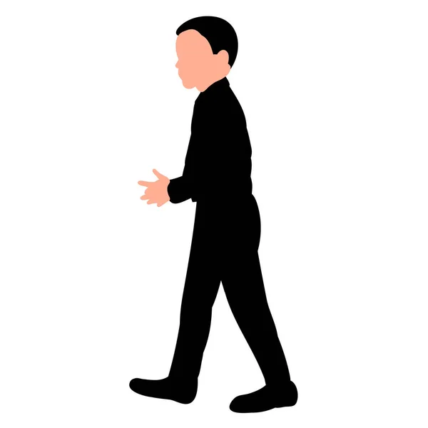 Vector White Background Silhouette Child Boy Walking — Stock Vector