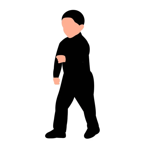 白色背景 儿童轮廓 走路的男孩 — 图库矢量图片