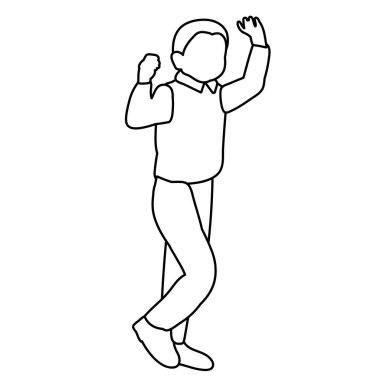Eskiz, basit çizgiler, çocuk yürüyor.