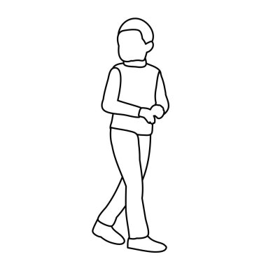 Eskiz, basit çizgiler, çocuk yürüyor.