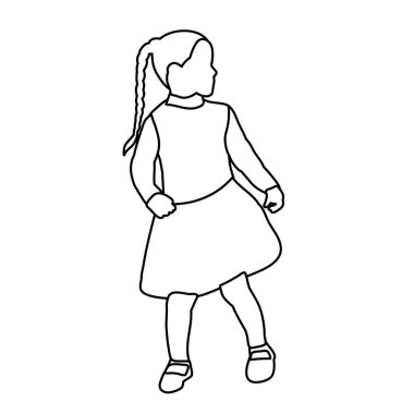 vektör, izole, taslak, basit çizgiler çocuk dansı
