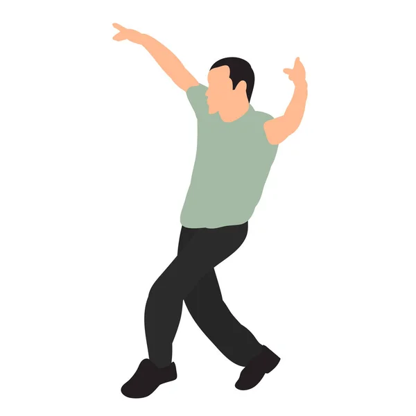 Chico Está Bailando Sin Rostro Estilo Plano Sobre Fondo Blanco — Vector de stock