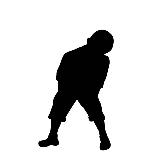 Silhouette Noire Enfant Dansant Sur Fond Blanc Vecteur — Image vectorielle