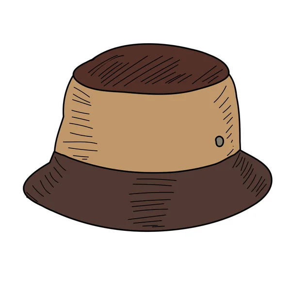 Sombrero Hombre Fondo Blanco Con Ala Contorno Líneas — Vector de stock