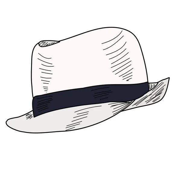 Fond Blanc Chapeau Homme Avec Bord — Image vectorielle