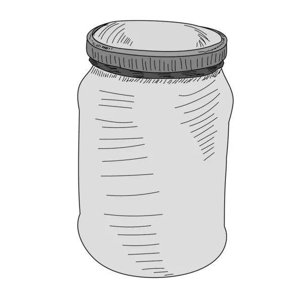 Vector White Background Glass Jar Empty Icon Lid — Stock Vector