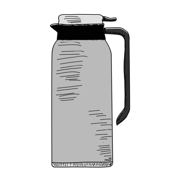 Thermos Drinks Sketch Lines — Stock Vector