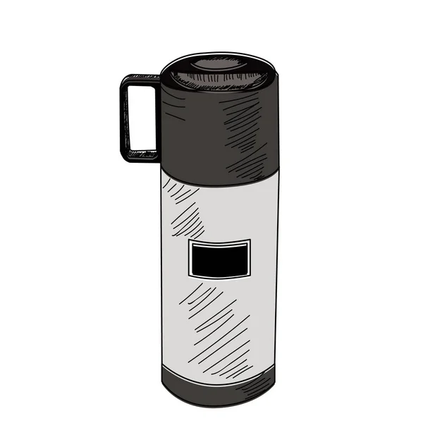 Thermos Bevande Schizzo Con Linee — Vettoriale Stock