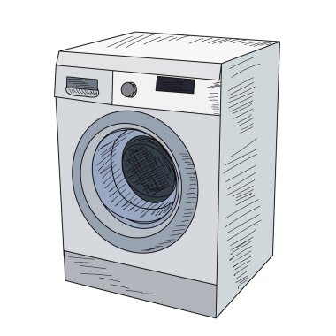vektör ekipmanı, beyaz arka plan çamaşır makinesinde, çizgiler