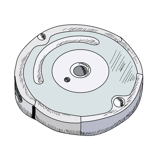 Vecteur Sur Fond Blanc Robot Aspirateur Croquis Avec Lignes — Image vectorielle