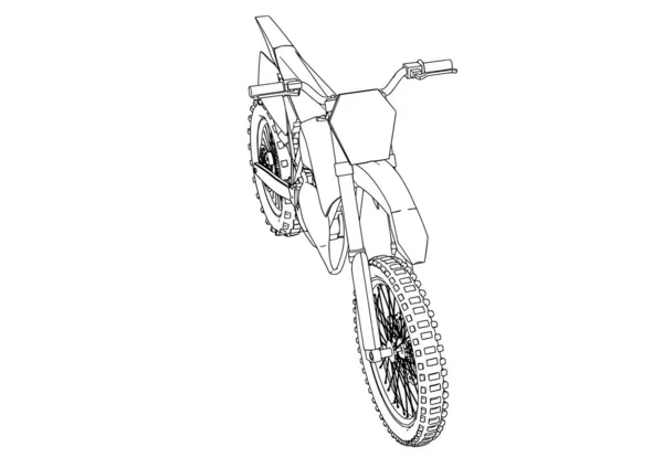 Croquis Vecteur Moto Sur Fond Blanc — Image vectorielle