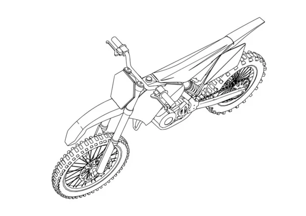 Croquis Vecteur Moto Sur Fond Blanc — Image vectorielle