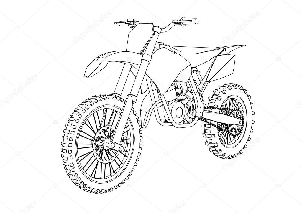 sketch motorcycle vector on a white background