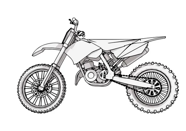 Croquis Vecteur Moto Sur Fond Blanc — Image vectorielle