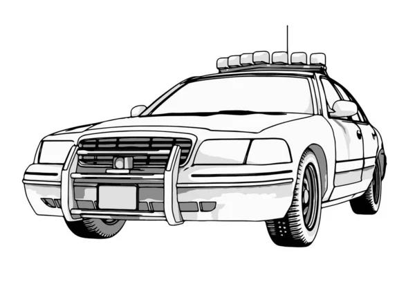 Polícia Carro Esboço Vetor — Vetor de Stock