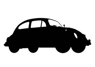 Beyaz zemin üzerinde siluet retro araba vektörü