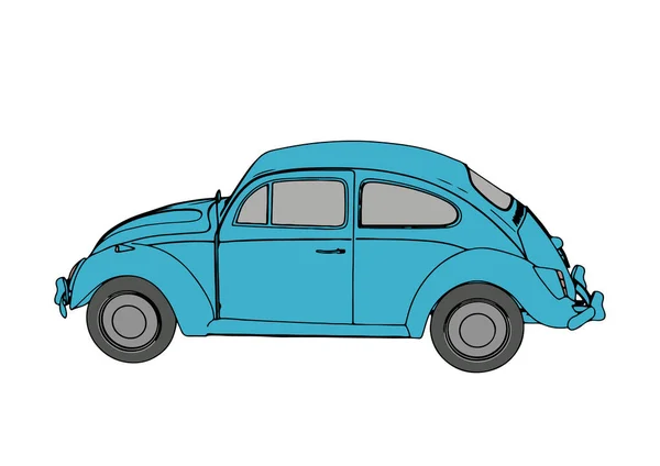 Синий Вектор Ретро Автомобиля Белом Фоне — стоковый вектор
