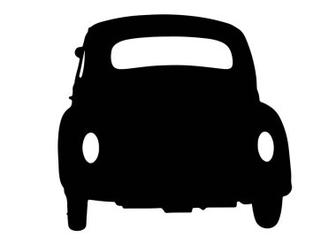 Beyaz zemin üzerinde siluet retro araba vektörü