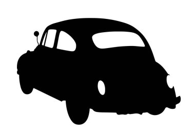 Beyaz zemin üzerinde siluet retro araba vektörü