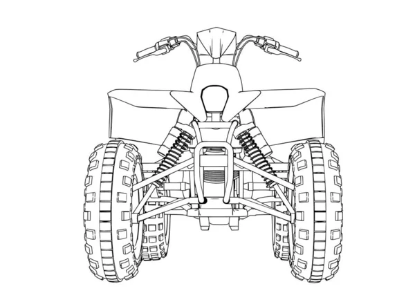 Quad Vecteur Croquis Sur Fond Blanc — Image vectorielle