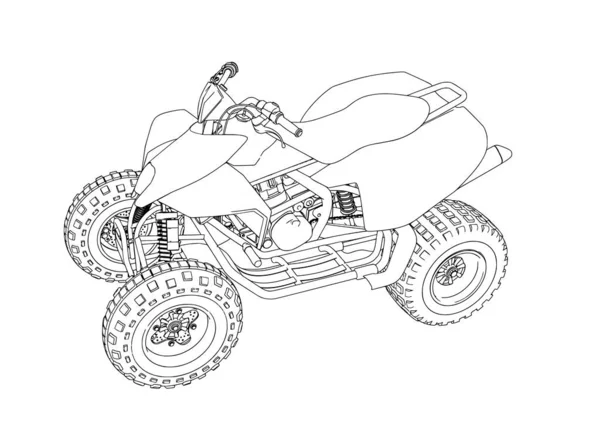 Vettore Schizzo Quad Sfondo Bianco — Vettoriale Stock