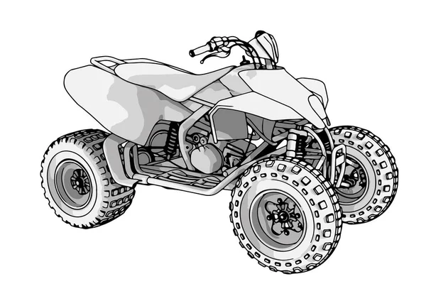 Quad Bicicleta Atv Dibujo Sobre Fondo Blanco — Vector de stock