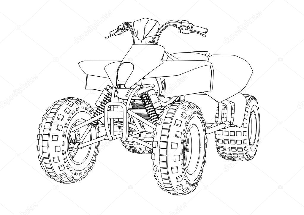 quad sketch vector on a white background