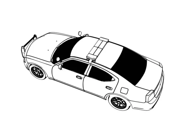 警察の車のスケッチベクトル — ストックベクタ