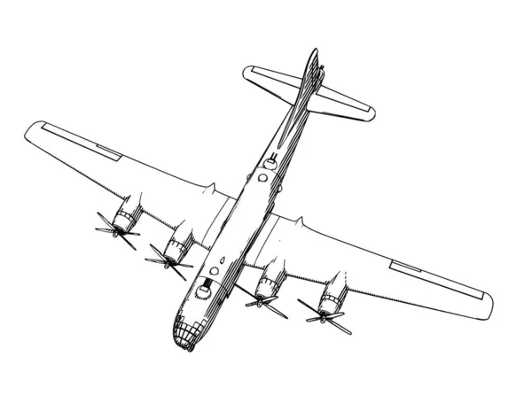 Náčrt Vylíhnutí Vektoru Vojenského Letadla — Stockový vektor