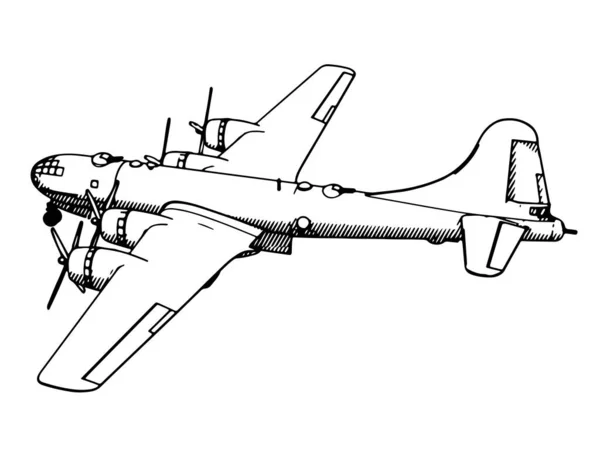 Croquis Une Éclosion Vectorielle Aéronef Militaire — Image vectorielle