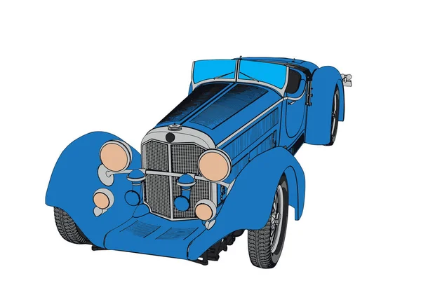 青いレトロベクトルカー — ストックベクタ