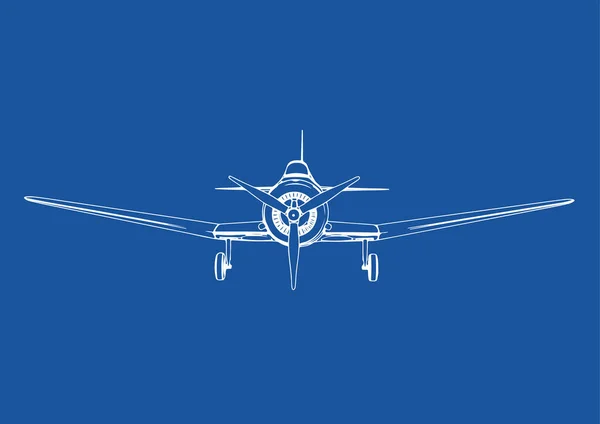 Tekening Van Militaire Vliegtuigen Een Blauwe Achtergrond Vector — Stockvector