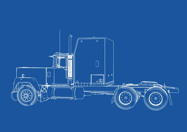 Dessin Camion Sur Fond Bleu Vecteur — Image vectorielle